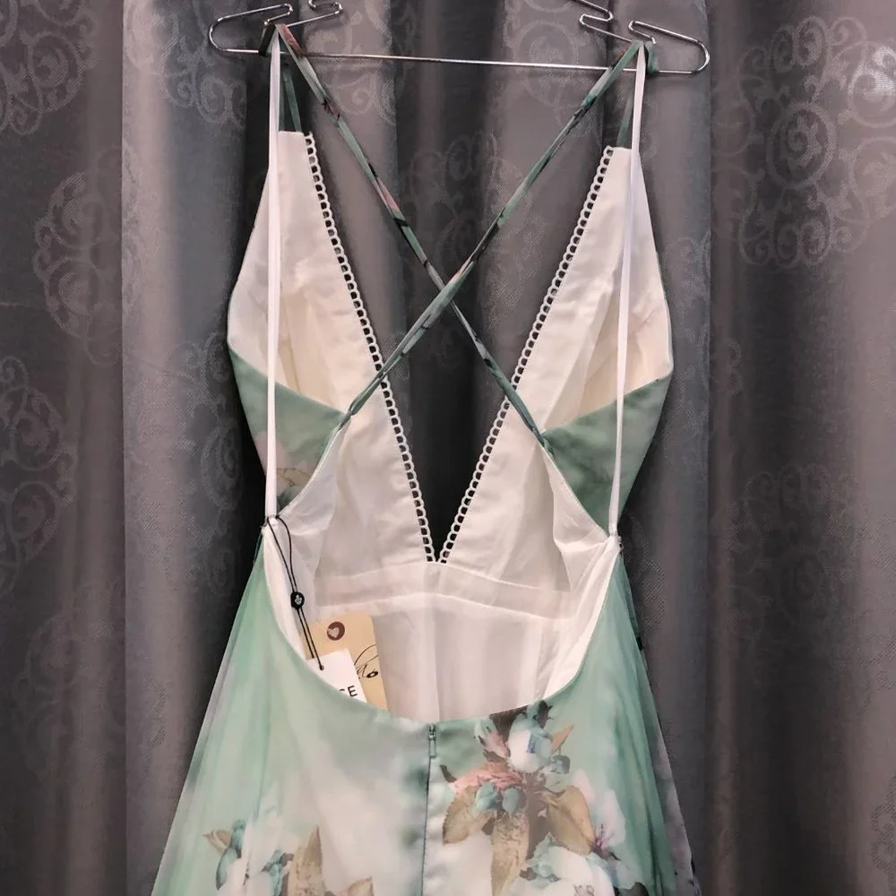 Alyce Sleek Sexy Prom Dress, BACKLESS Size 14, Aline Leg Slit Bridesmaid Formal - Picture 12 of 15